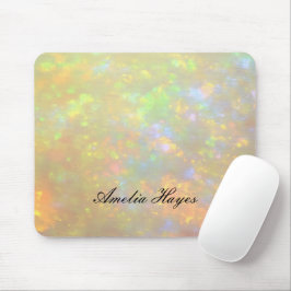 Mousepad Elegant Opal Stone Texture Modern Script Custom
