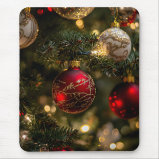 Mousepad Elegant Red Gold Christmas Holiday Tree