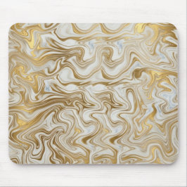 Mousepad Elegant White Marble and Liquid Gold Swirl Mousepa