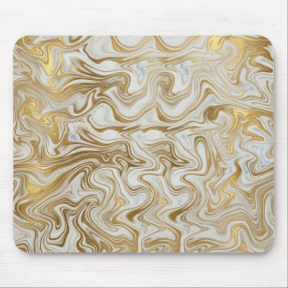 Mousepad Elegant White Marble and Liquid Gold Swirl Mousepa