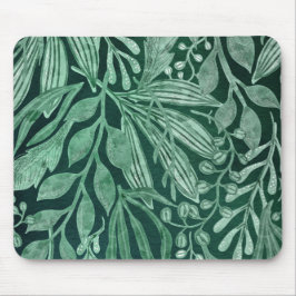 Mousepad Elegante Aquarela Verde Botânico Folha Trabalho de