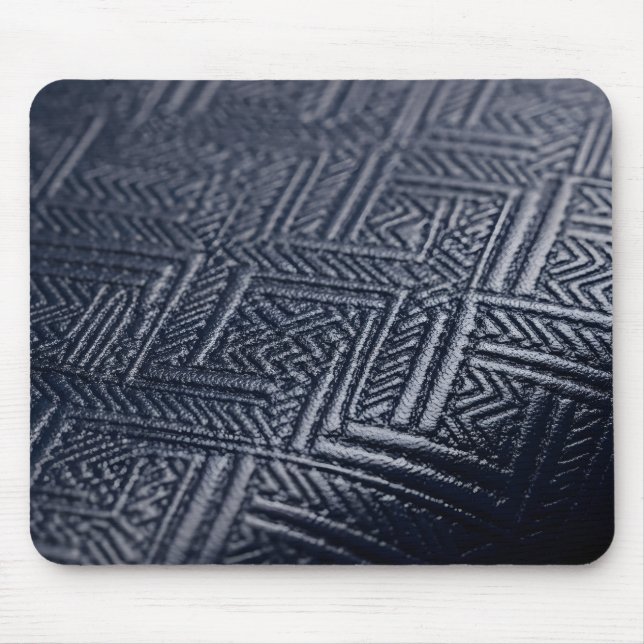Mousepad Elegante Azul-Marinho Geométrico Couro Emborrachad (Frente)