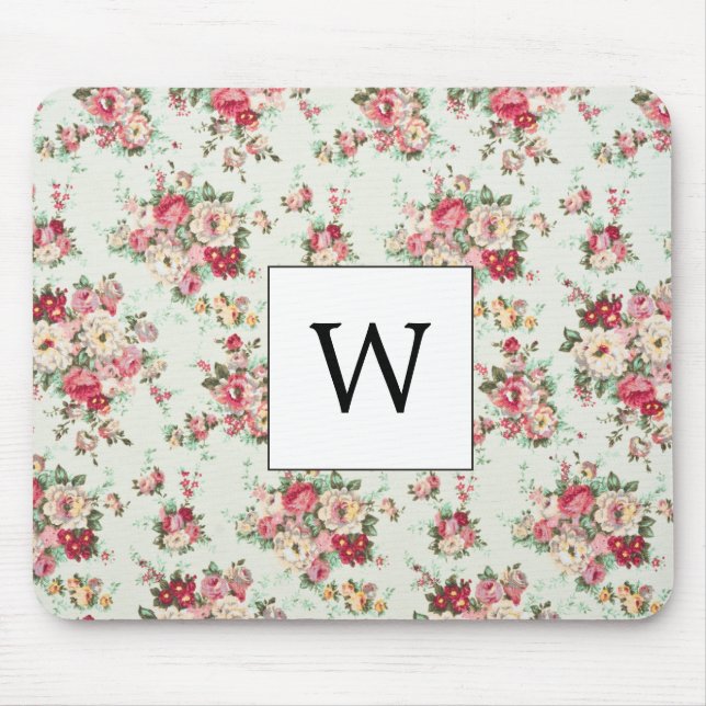 Mousepad Elegante bebedouro Flores Monogramadas   (Frente)