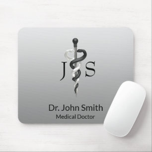 Mousepad Elegante Black White Classy Noble Medical Asclepiu