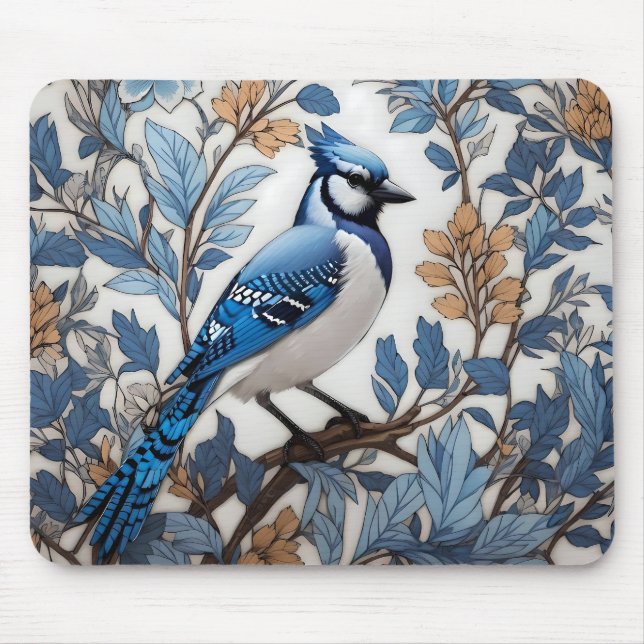 Mousepad Elegante Blue Jay William Morris Inspirou (Frente)