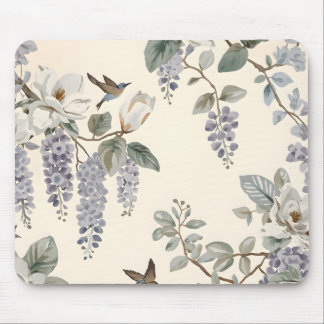 Mousepad Elegante Chinoiserie de Flores e Pássaros