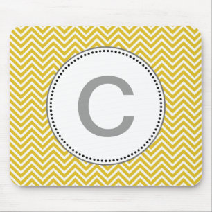 Mousepad Elegante, clássico chevron amarelo ensolarado zigz