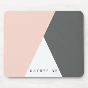 Mousepad Elegante coram o rosa & os triângulos geométrico