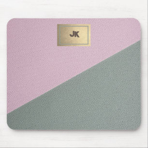 Mousepad Elegante couro rosa verde Monogram