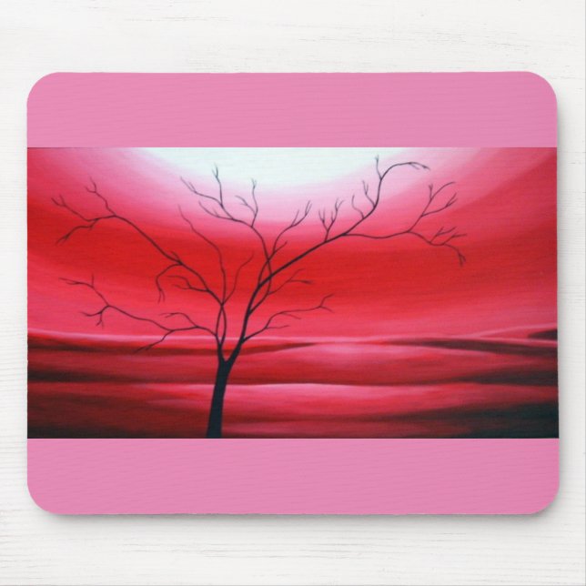 Mousepad Elegante de Modelo de Árvore do Céu Vermelho Abstr (Frente)