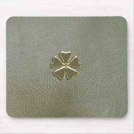Mousepad Elegante Dia de São Patrício do Trevo, Couro Verde