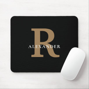 Mousepad Elegante Dourado Monograma com dístico preto