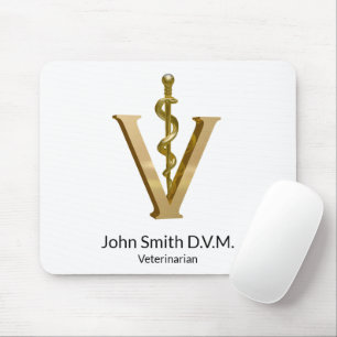 Mousepad Elegante Dourado V Medicina Veterinária Vet Asclep