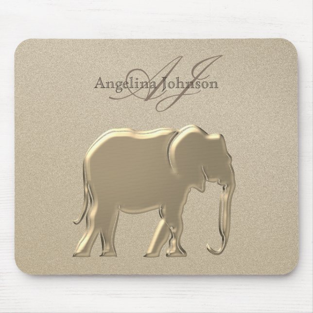 Mousepad Elegante Elegante Elegante Dourado Metálico Monogr (Frente)