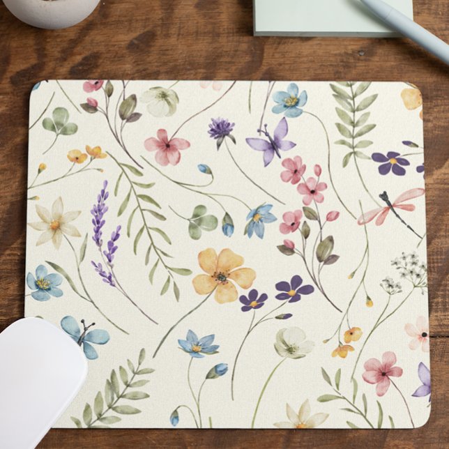 Mousepad Elegante Flor Silvestre Floral Personalizado (Criador carregado)