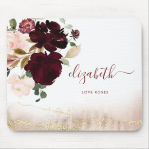 Mousepad Elegante Girly Na moda Floral Dourada