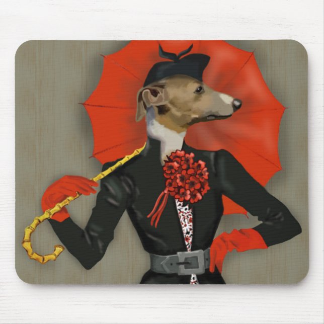 Mousepad Elegante Greyhound e Red Umbrella (Frente)