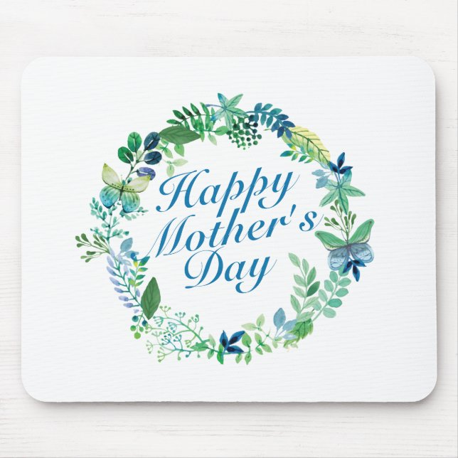 Mousepad Elegante Happy Dia de as mães Floral Wreath Mousep (Frente)