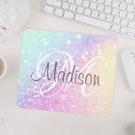 Mousepad Elegante Iridescente Colorido Personalizado<br><div class="desc">Personalize facilmente este elegante padrão colorido de brilho com seu nome personalizado e/ou monograma.</div>