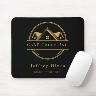 Mousepad Elegante Logotipo Personalizado Preto e Dourado pa