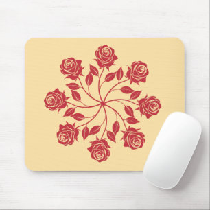 Mousepad Elegante Mandala de Rosa Vermelha Design Floral Ci