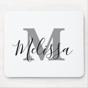 Mousepad Elegante Minimalista Preto e Branco Chic Personali