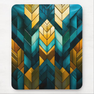 Mousepad Elegante Moderno Abstrato Dourado Verde Água Geomé