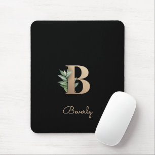 Mousepad Elegante Monograma Botânico - Letra B