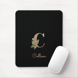 Mousepad Elegante Monograma Botânico - Letra C