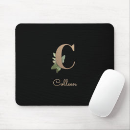 Mousepad Elegante Monograma Botânico - Letra C