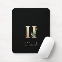 Mousepad Elegante Monograma Botânico - Letra H