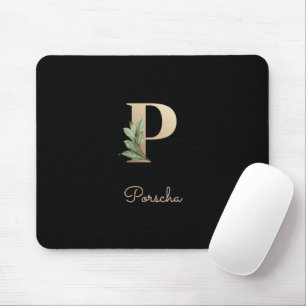 Mousepad Elegante Monograma Botânico - Letra P