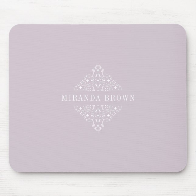 Mousepad Elegante Monograma Mínimalista Dusty Purple Classy (Frente)