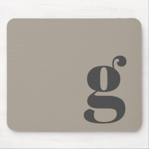 Mousepad Elegante Monograma Retro Minimalista Bege Marrom C