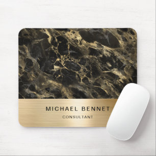 Mousepad Elegante Negócios Consultor Mármore Preto Dourado
