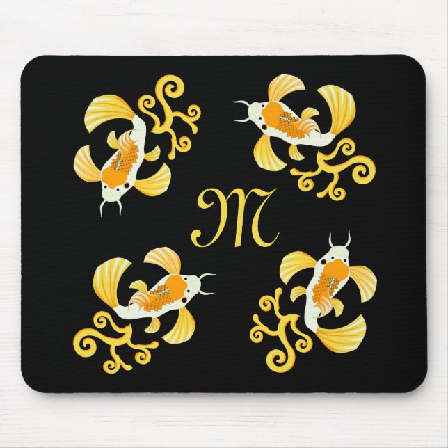 Mousepad Elegante Ouro Koi Butterfly Fish (Frente)