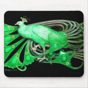MOUSEPAD ELEGANTE PEACOCK JEWEL EM EMERALD GREEN BLACK