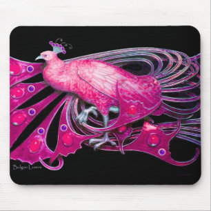 MOUSEPAD ELEGANTE PEACOCK JEWEL EM PINK FUCHSIA PRETO