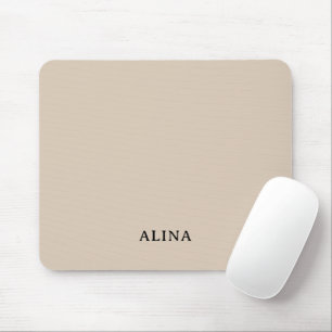 Mousepad Elegante Personalizado Bege & Monograma