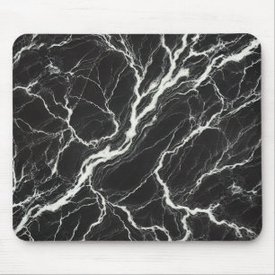 Mousepad Elegante Preto e Branco com Aparência de Mármore G