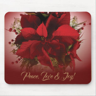 Mousepad Elegante Red & Dourada Poinsettia de Natal