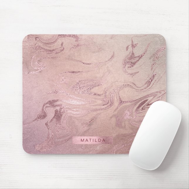 Mousepad Elegante rosa de cobre, de cor-de-rosa, de aparênc (Com mouse)