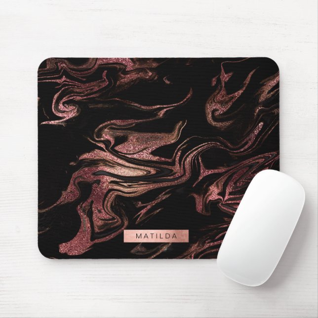 Mousepad Elegante, rosa de cobre, de ouro negro, (Com mouse)