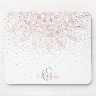 Mousepad Elegante rosa dourada mandala confetti design