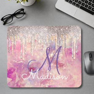Mousepad Elegante rosa rubor rosa holográfico monograma got
