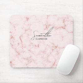 Mousepad Elegante Rota de Mão em Mármore Rosa Minimalista