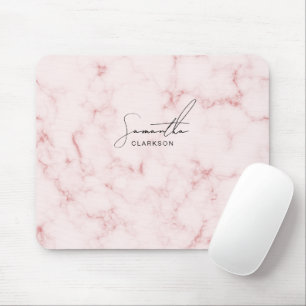 Mousepad Elegante Rota de Mão em Mármore Rosa Minimalista