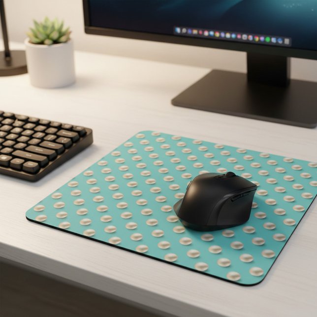 Mousepad Elegante Teal & Pérolas (Criador carregado)