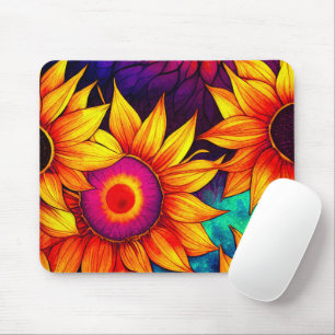 Mousepad Elegante Trabalho de arte de potência de girassol