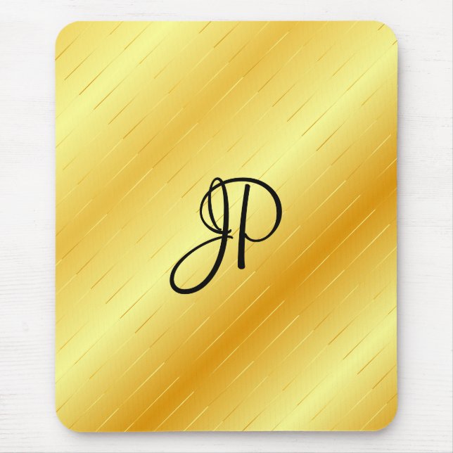 Mousepad Elegante Trendy Faux Dourada Monogramed (Frente)
